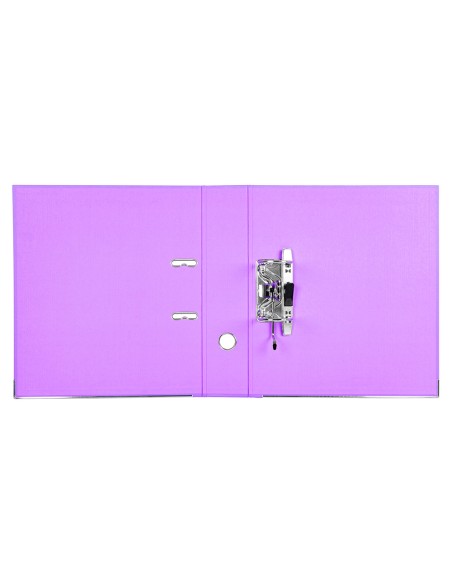 Archivador de palanca liderpapel a4 documenta forrado pvc con rado lomo 75 mm lila compresor metalico