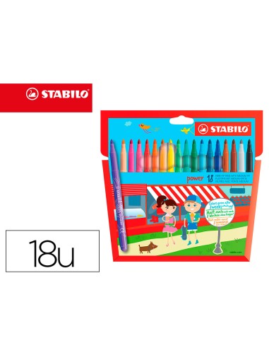 Rotulador escolar stabilo powe r caja de 18...