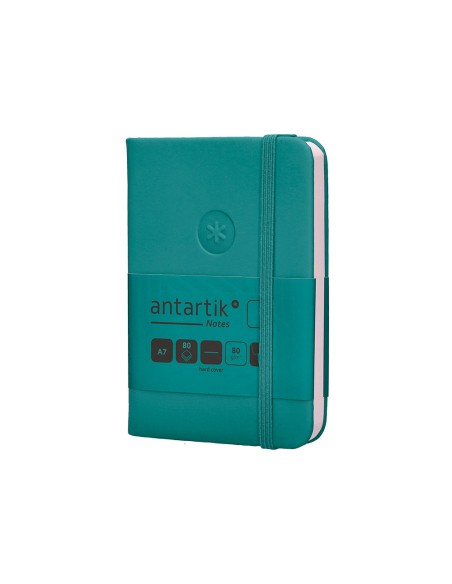 Cuaderno con gomilla antartik notes tapa dura a7 hojas lisas verde aguamarina 80 hojas 80 gr fsc