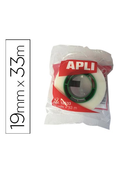 Cinta adhesiva apli 33 m x 19 mm invisible encelofanada individualmente