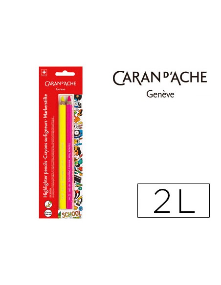 Lapices fluorescente caran d'ache linea escolar maxi fsc blister 1 amarillo y 1 rosa
