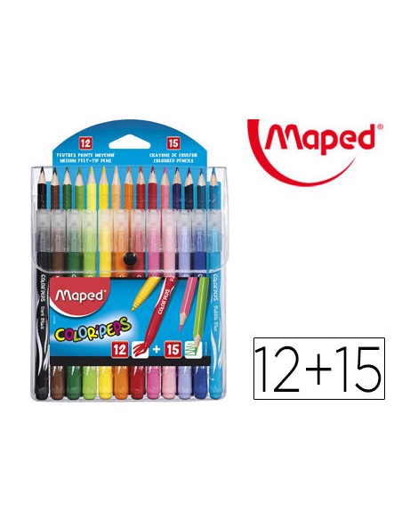 Pack combo maped color peps 12 rotuladores + 15 lapices de colores