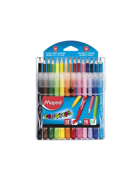 Pack combo maped color peps 12 rotuladores + 15 lapices de colores