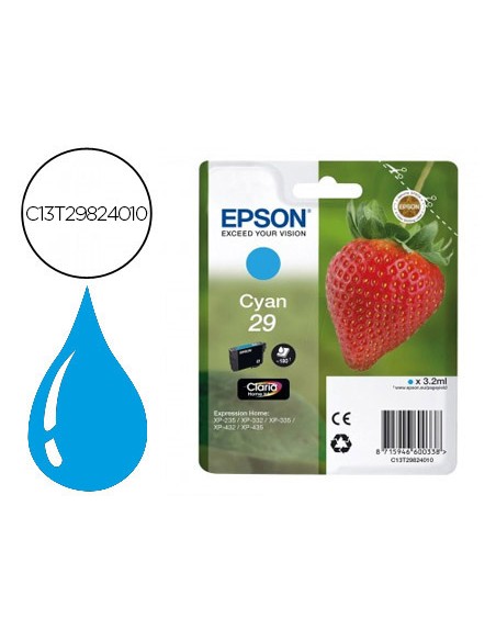 Ink-jet epson home 29 t2982 xp435/330/335/332/430/235/432 cian 175 pag