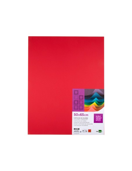 Cartulina liderpapel 50x65 cm 180g/m2 rojo navidad paquete de 25 hojas