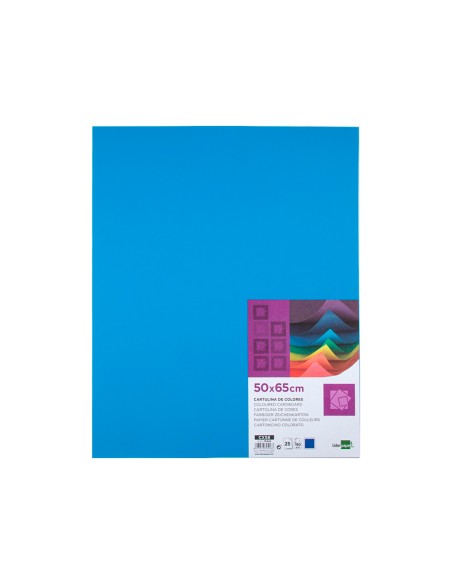 Cartulina liderpapel 50x65 cm 180g/m2 azul turquesa paquete de 25 hojas