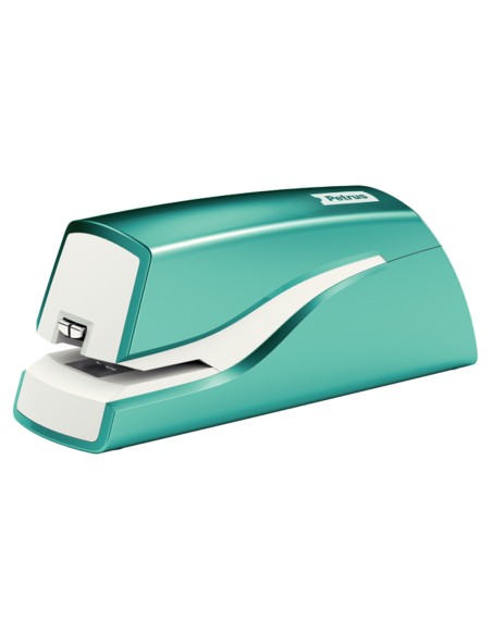 Grapadora petrus electrica e-310 wow turquesa metalizado capacidad 12 hojas usa grapa nº 10
