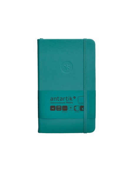 Cuaderno con gomilla antartik notes tapa dura a6 hojas lisas verde aguamarina 100 hojas 80 gr fsc