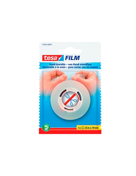 Cinta adhesiva tesafilm sin tijeras 25 m x 19 mm