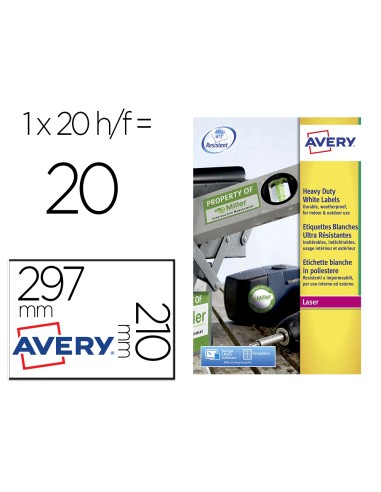 Etiqueta adhesiva avery poliester blanca...