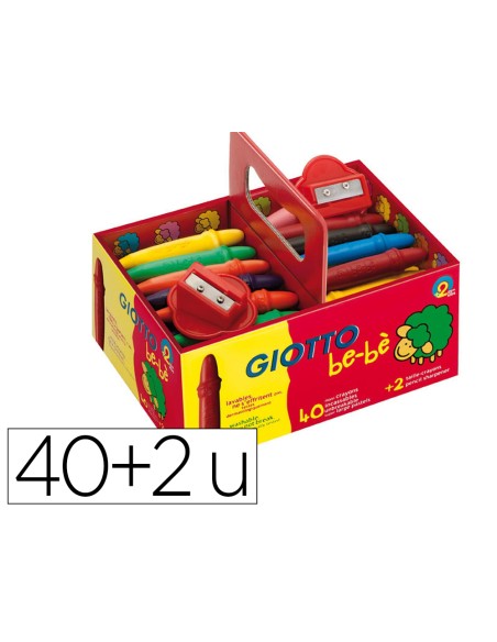 Lapices cera giotto bebe super schoolpack de 40 unidades + 2 sacapauntas