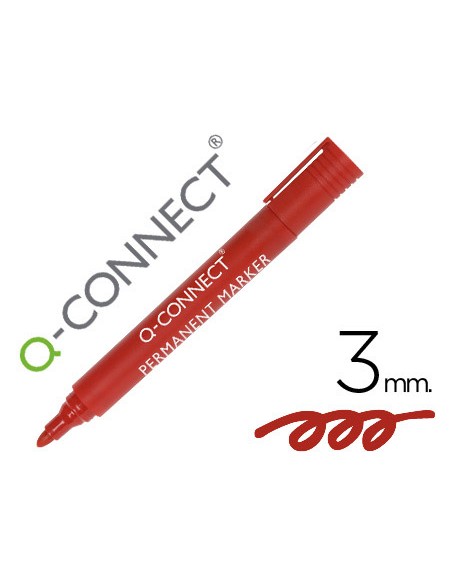 Rotulador q-connect marcador permanente rojo punta redonda 3 mm