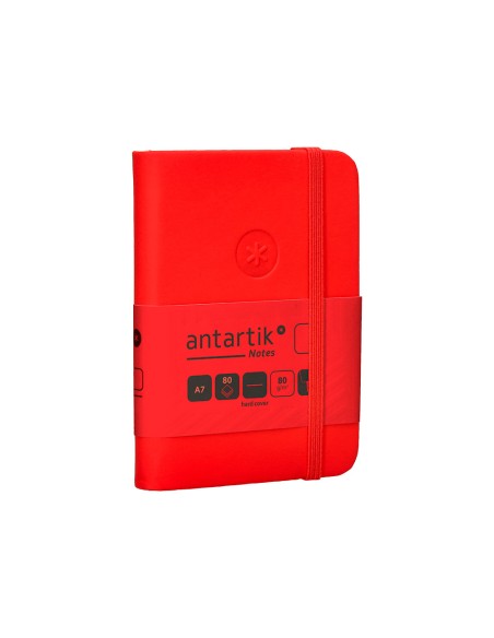 Cuaderno con gomilla antartik notes tapa dura a7 hojas lisas rojo 80 hojas 80 gr fsc