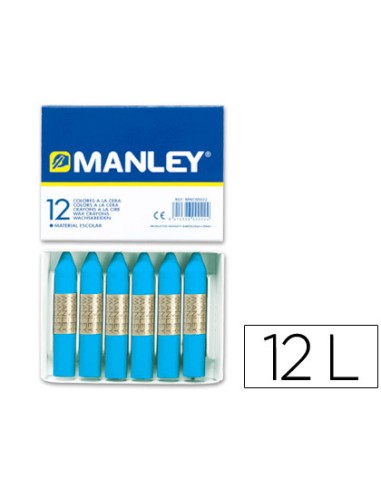 Lapices cera manley unicolor azul cobalto n.20...