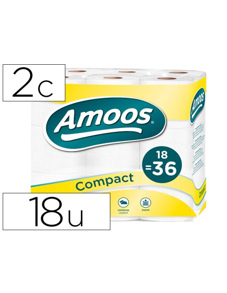 Papel higienico amoos doble largo 2 capas 32 m paquete de 18 rollos rollos