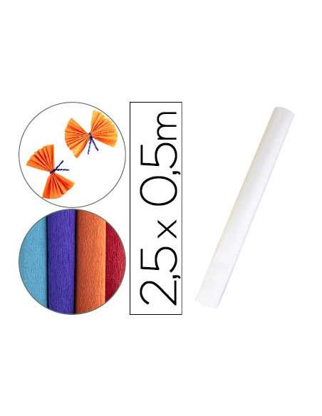 Papel crespon liderpapel rollo de 50 cm x 2,5 m 85g/m2 blanco