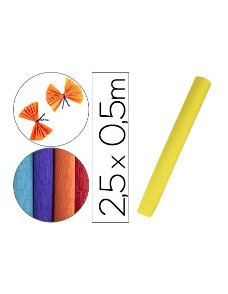 Papel crespon liderpapel rollo de 50 cm x 2,5 m 85g/m2 amarillo