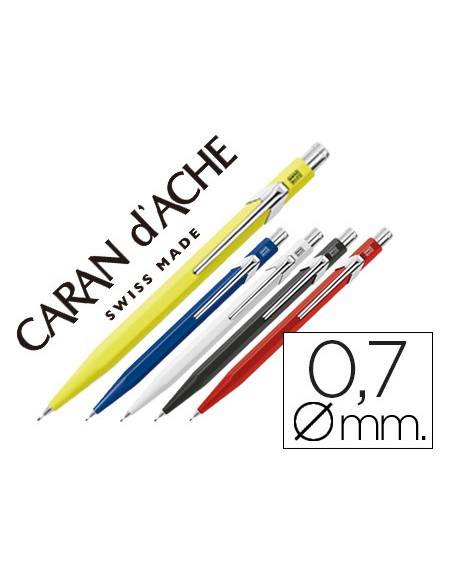 Portaminas caran d'ache 844 0,7 mm caja 10 unidades 2 amarillos 2 azules 2 blancos 2 negros y 2 rojos