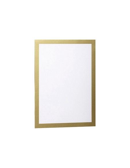 Marco porta anuncios durable pp magnetico din a4 dorso adhesivo removible color oro pack de 2 unidades