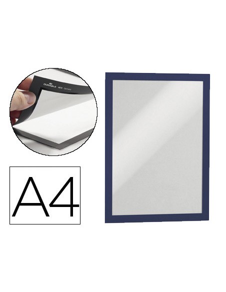 Marco porta anuncios durable pp magnetico din a4 dorso adhesivo removible color azul pack de 2 unidades