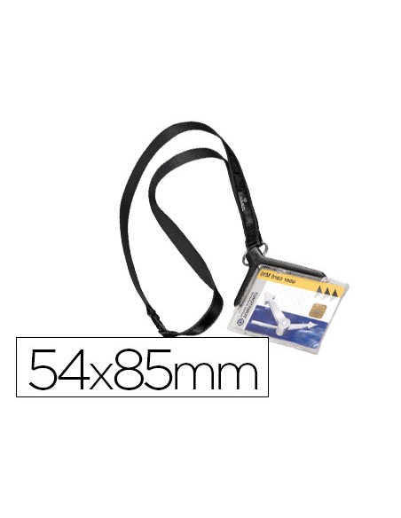Identificador con cordon textil durable acrilico para 1 tarjeta 54x85 mm