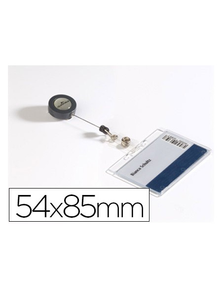 Identificador con cordon extensible durable para 1 tarjeta uso vertical/ horizontal 54x85 mm