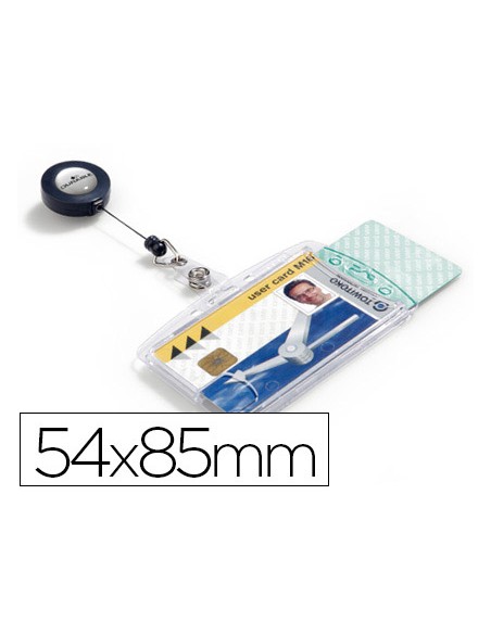 Identificador con cordon extensible durable para 2 tarjetas vertical/horizontal 54x85 mm