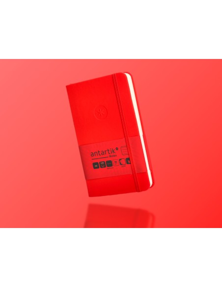 Cuaderno con gomilla antartik notes tapa dura a6 hojas rayas rojo 100 hojas 80 gr fsc
