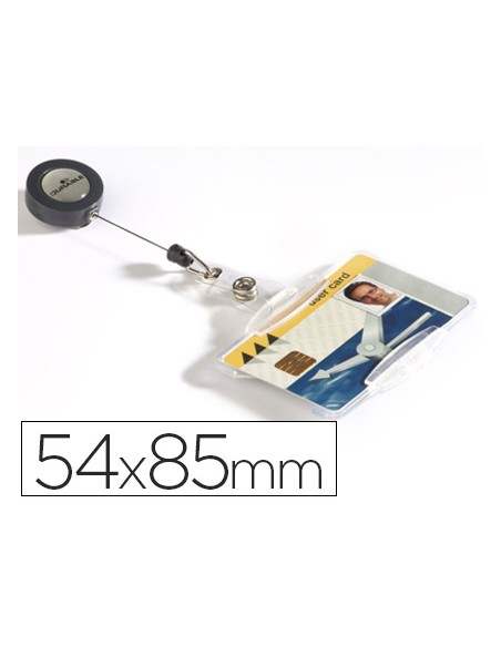 Identificador con cordon extensible durable para 1 tarjeta uso vertical/ horizontal 54x85 mm