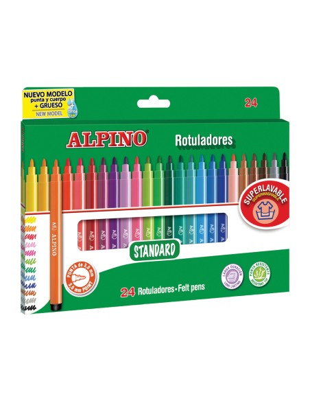 Rotulador alpino standard caja de 24 unidades colores surtidos
