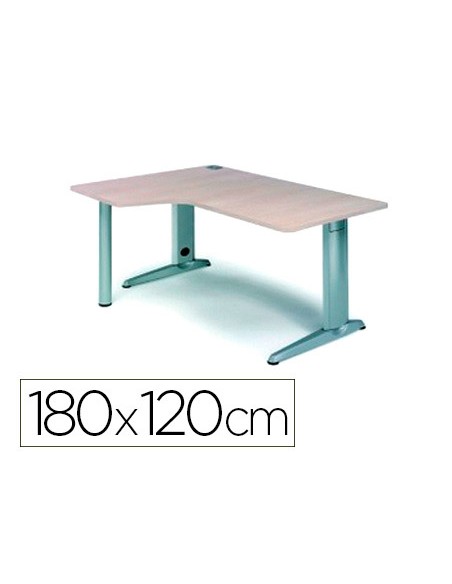 Mesa rocada serie metal 180x110x76 cm izquierda acabado ac01 haya