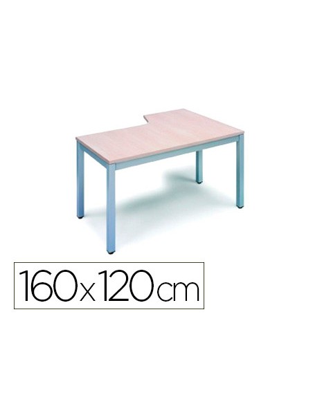 Mesa rocada serie executive 160x110 cm izquierda acabado gris/gris