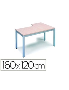 Mesa rocada serie executive 160x110 cm izquierda acabado gris/haya