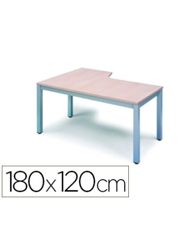 Mesa rocada serie executive 180x110 cm derecha acabado gris/blanco