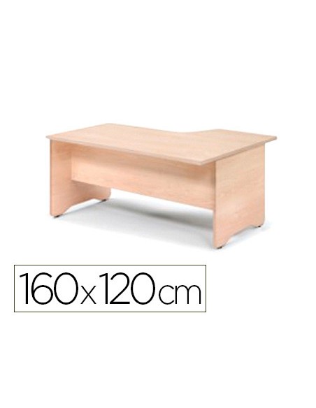 Mesa rocada serie work 160x110x76 cm izquierda acabado aa01 haya/haya