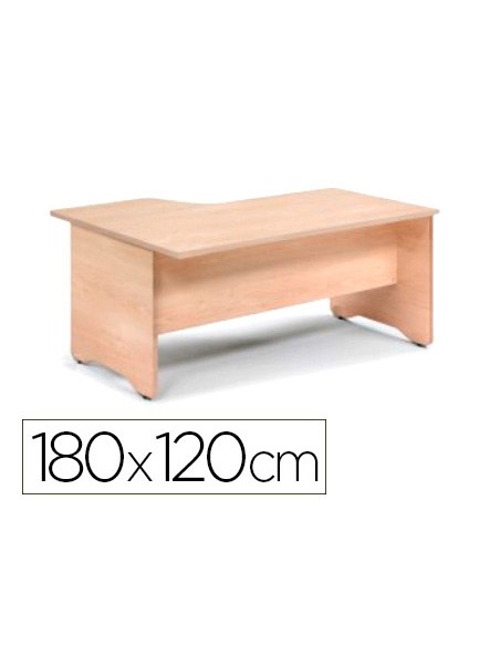 Mesa rocada serie work 180x120 cm derecha acabado aa01 haya/haya