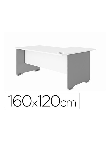 Mesa rocada serie work 160x120 cm derecha acabado an04 gris/blanco