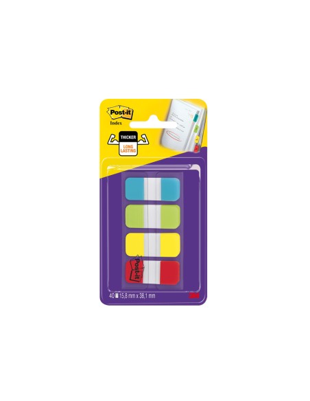 Banderitas separadoras rigidas dispensador 4 colores amarillo azul lima y rojo post-it index 676-alyr-eu