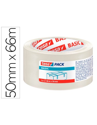 Cinta adhesiva tesa transparente basic 66 m x...