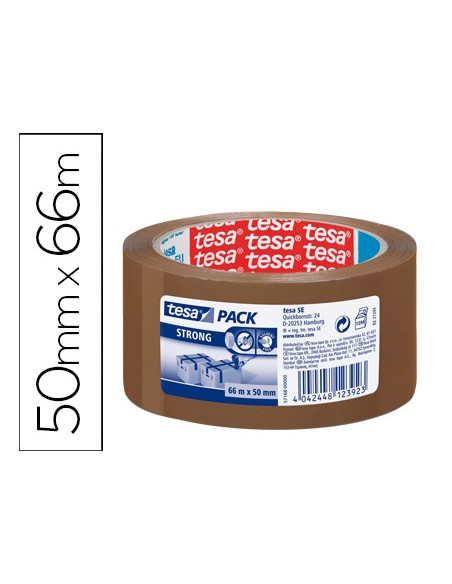 Cinta adhesiva tesa marron strong 66 m x 50 mm para embalaje bajo ruido