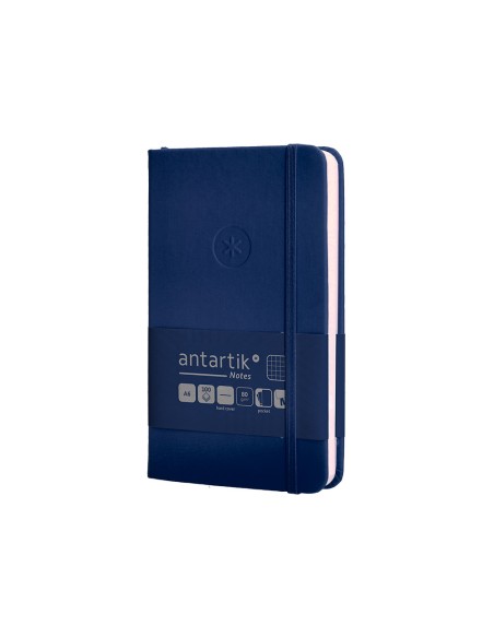 Cuaderno con gomilla antartik notes tapa dura a6 hojas cuadricula azul marino 100 hojas 80 gr fsc