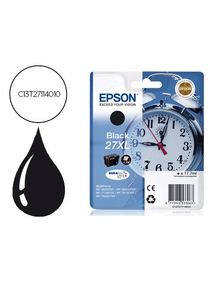 Ink-jet epson 27xl wf 3620 / 3640 / 7110 / 7610 / 7620 negro -1.100 pag-