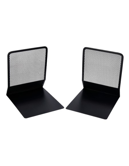 Apoyalibros metalico q-connect kf15098 rejilla negro juego 165x152x135 mm