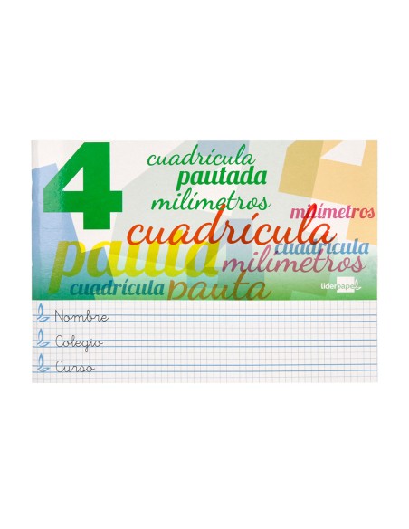 Libreta liderpapel pautaguia tapa cartoncillo 32 hojas din a5 70 gr cuadriculado pautado 4 mm apaisado con margen