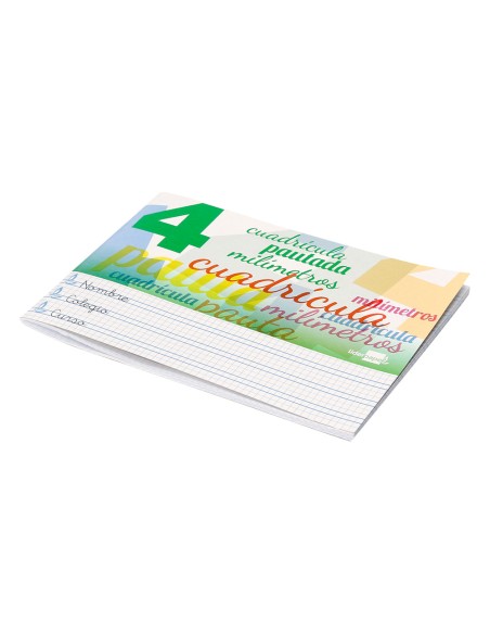 Libreta liderpapel pautaguia tapa cartoncillo 32 hojas din a5 70 gr cuadriculado pautado 4 mm apaisado con margen
