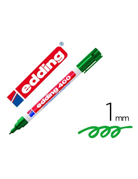Rotulador edding marcador permanente 400 verde punta redonda 1 mm recargable
