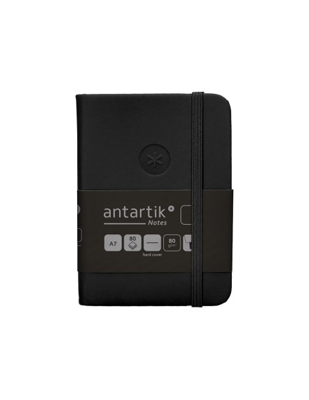 Cuaderno con gomilla antartik notes tapa dura a7 hojas lisas negro 80 hojas 80 gr fsc