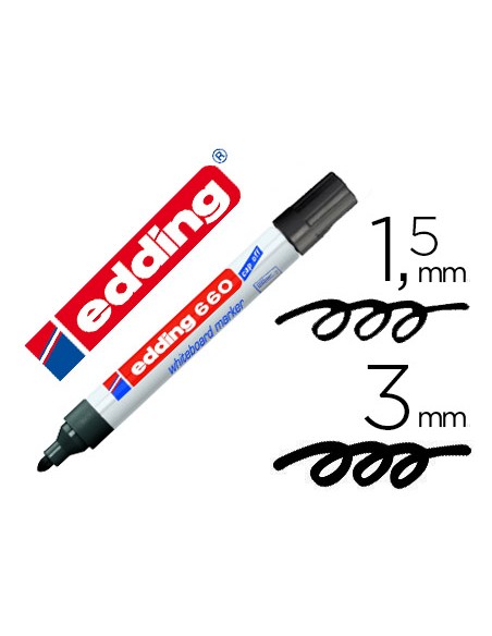 Rotulador edding para pizarra blanca 660 color negro punta redonda 1,5-3 mm recargable