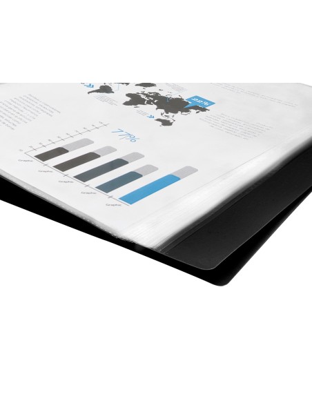 Carpeta liderpapel escaparate 20 fundas plastico folio negro
