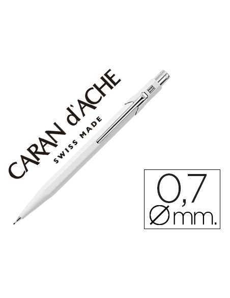 Portaminas caran d'ache 844 0,7mm cuerpo blanco adornos cromados